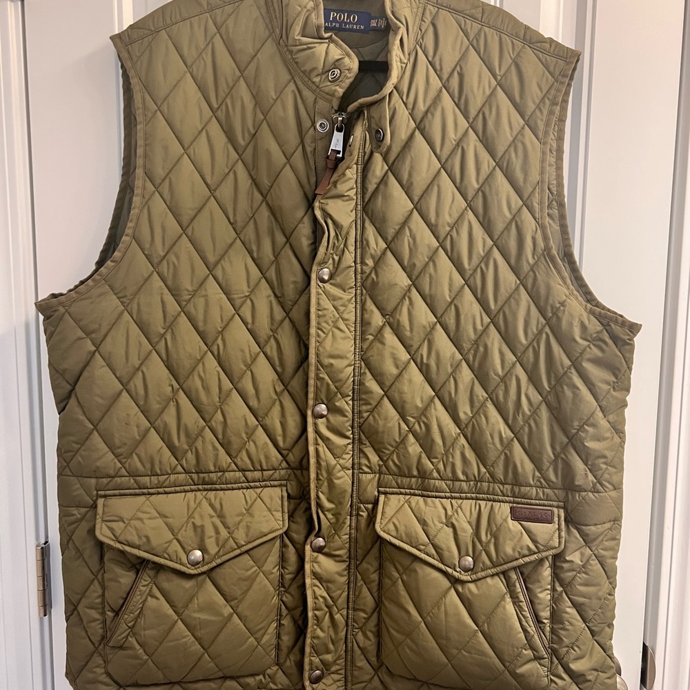 Ralph Lauren Men's Big & Tall 2XLT Army Green Quilted Vest Excellent Condition